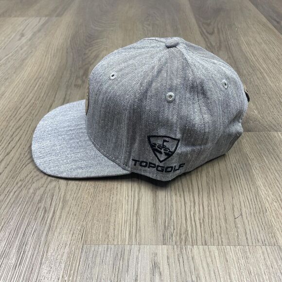 Black Clover Hat Cap Strap Back Gray Topgolf Patch Leather Adjustable Mens Golf - Picture 3 of 9